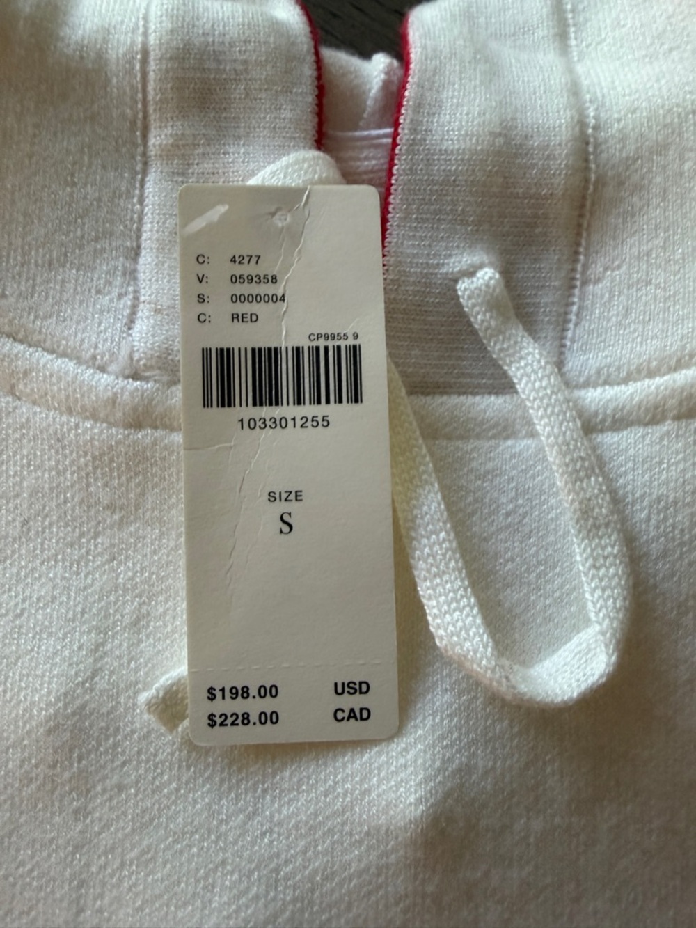 Anthropologie Daily Practice Nantucket Red and White Hoodie Sweater Size S - Picture 8 of 8